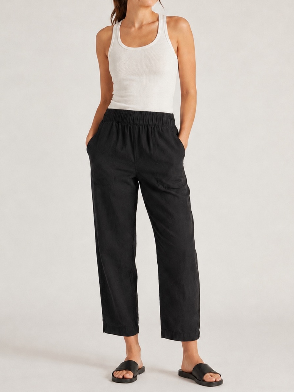 Patagonia Women’s High Rise Hemp Lyocell Pants Medium Black Barrel Straight Leg